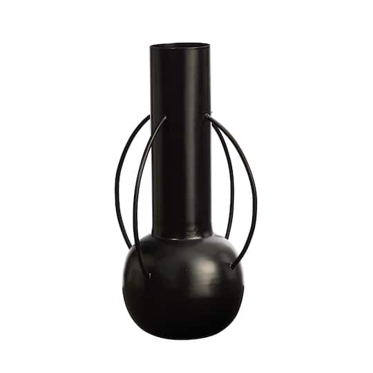 14&#x22; Black Contemporary Metal Vase